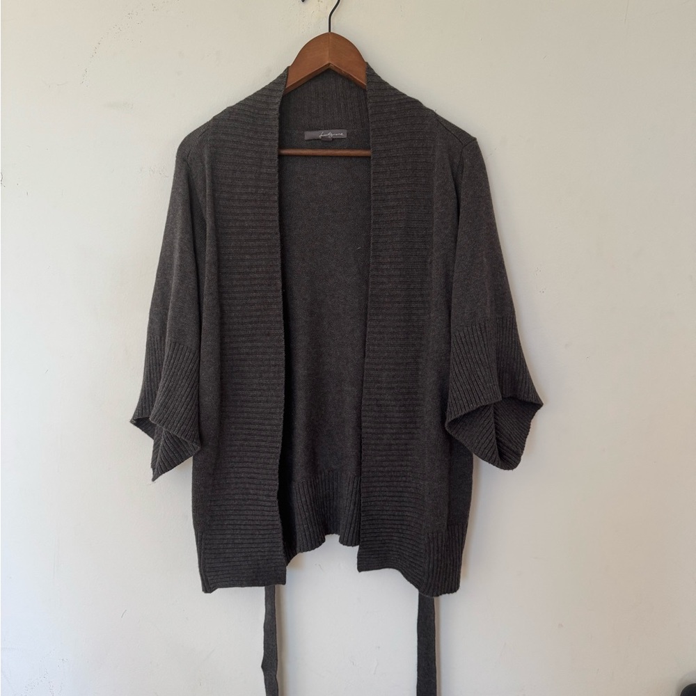 Forever 21 Gray Cardigan Sweater With Waist Tie